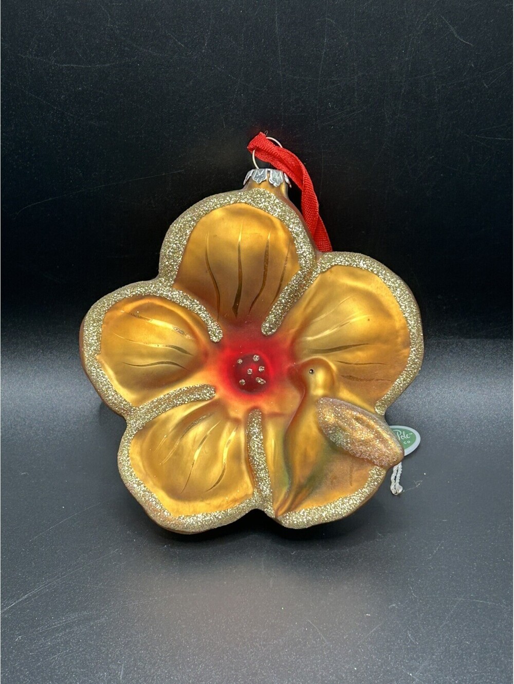 Vintage North Pole Trading Co. Flower w/ Hummingbird Ornament 1990’s